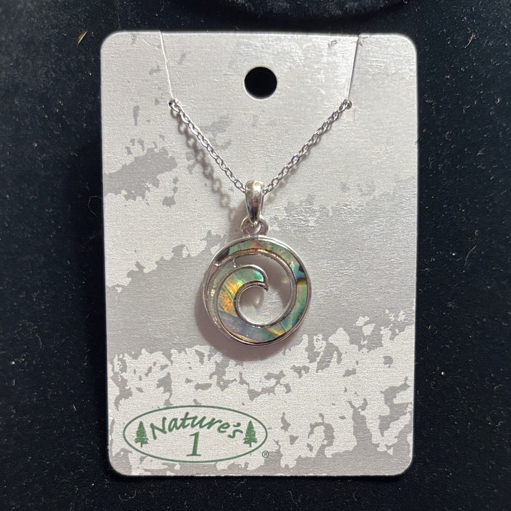 Silver Tone Necklace with Wave Pendant